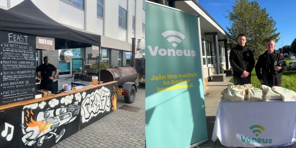 fibre broadband connection specialists voneus Broadband at the fishguard food fest community event.