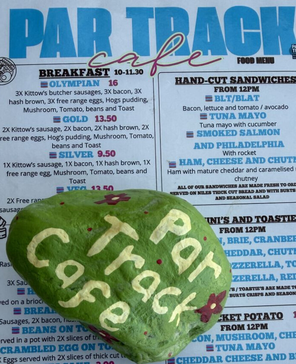 A pebble that reads 