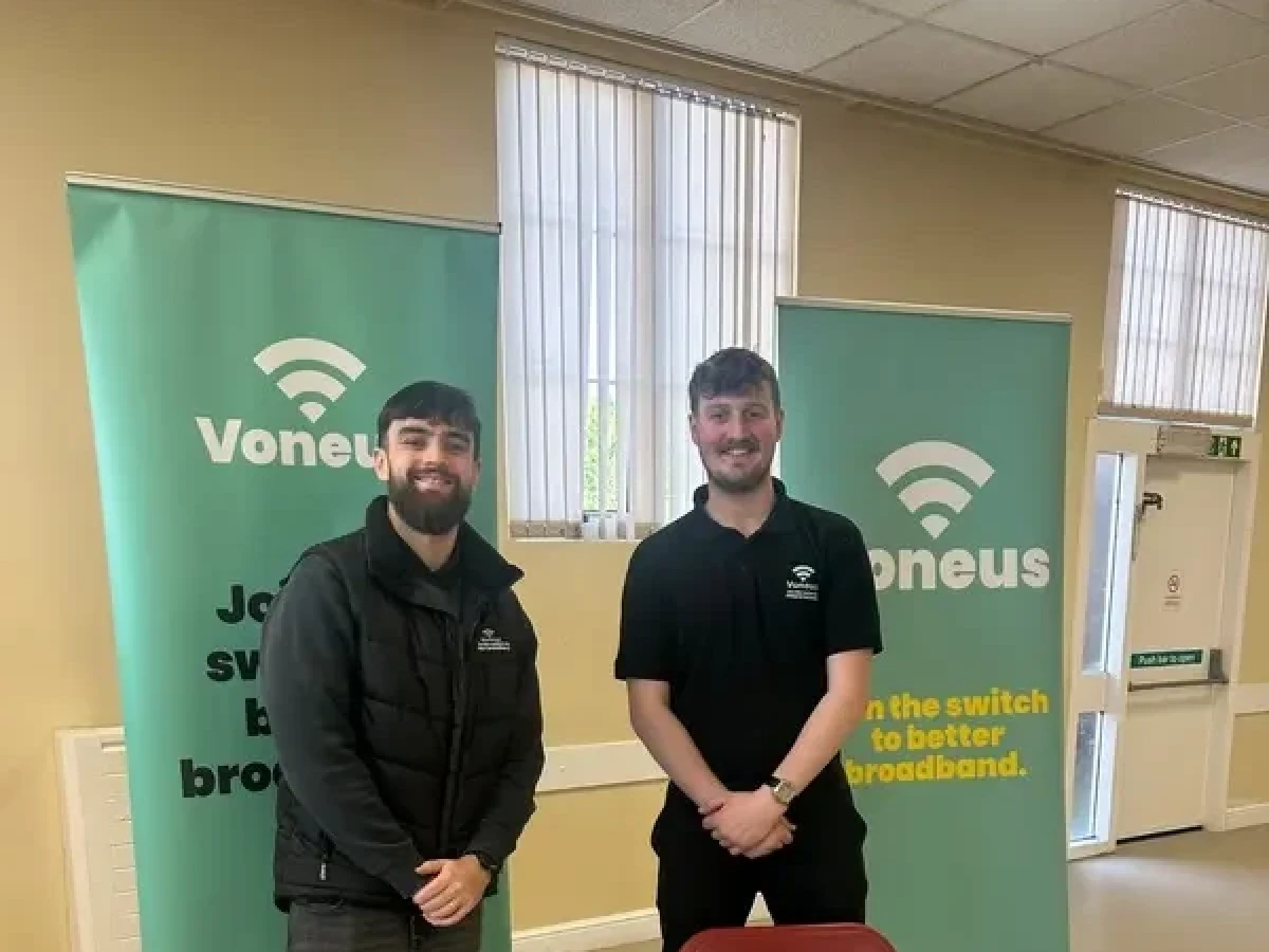 Voneus Broadband team at a community event promoting rural  in Lancashire