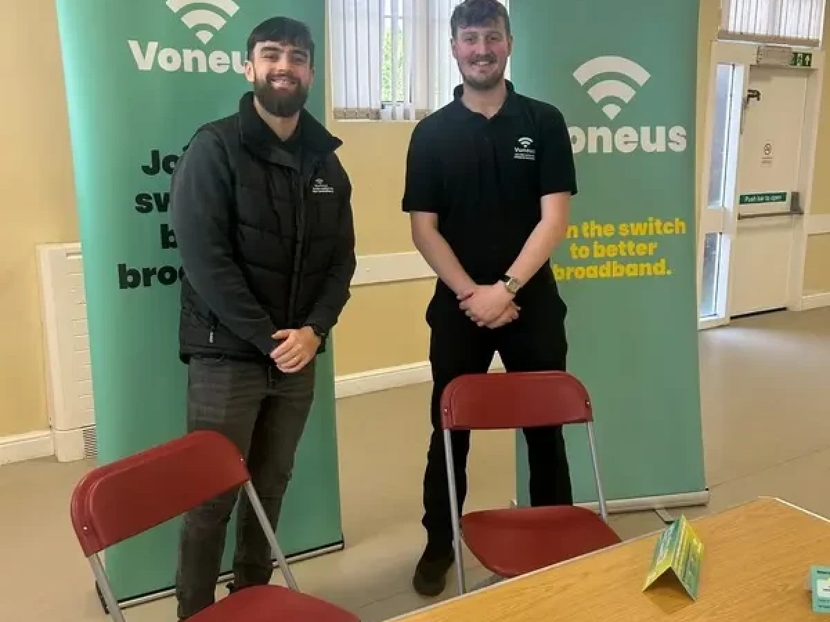 Voneus Broadband team at a community event on the Isle of Arran