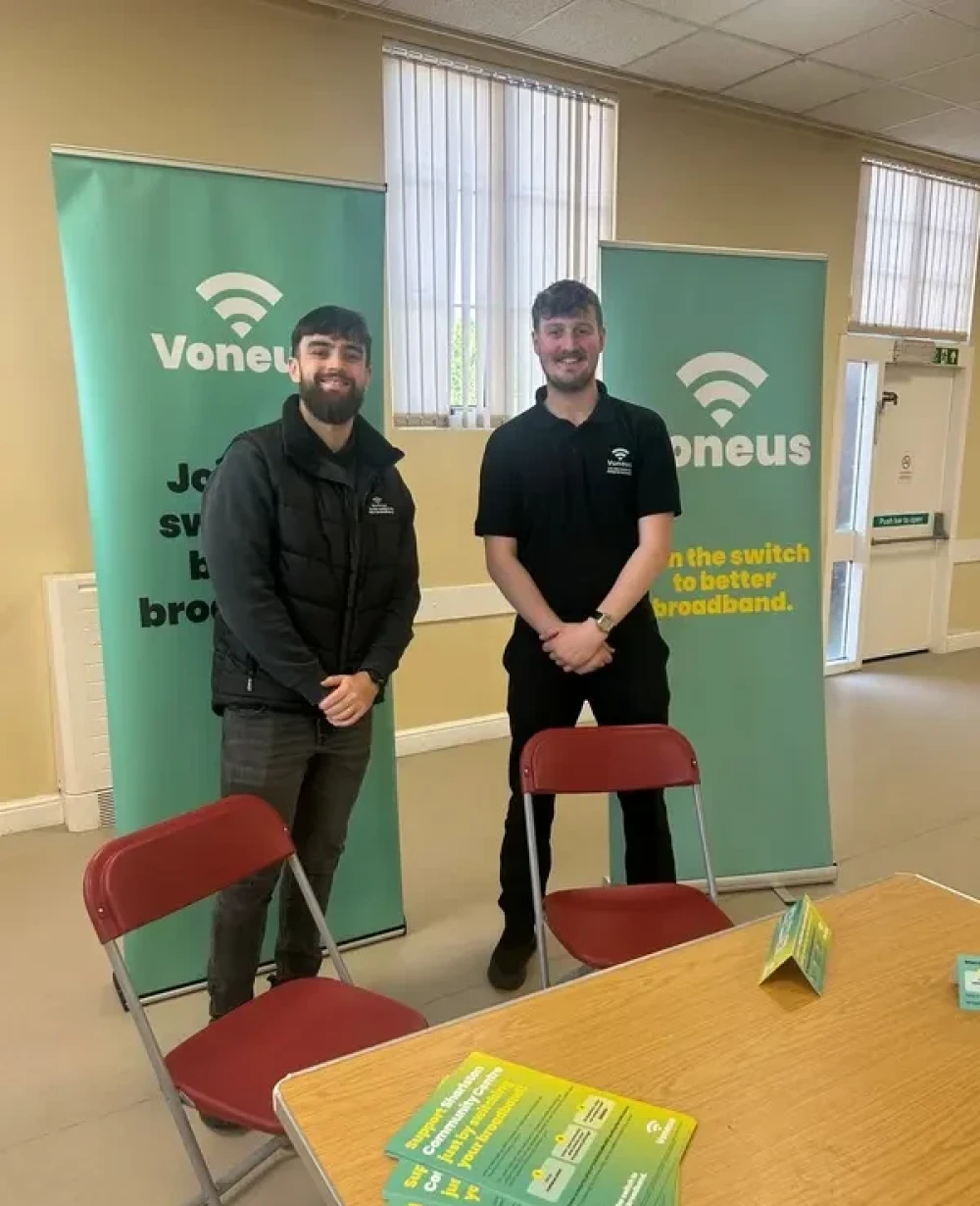 Voneus Broadband team at a local community event in Staffordshire