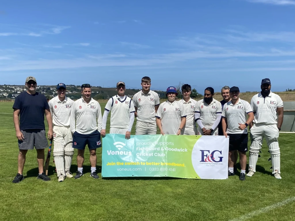Voneus sponsorship of Fishguard and Goodwick Cricket Club in Pembrokeshire
